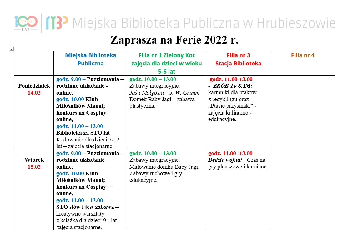 Ferie – program