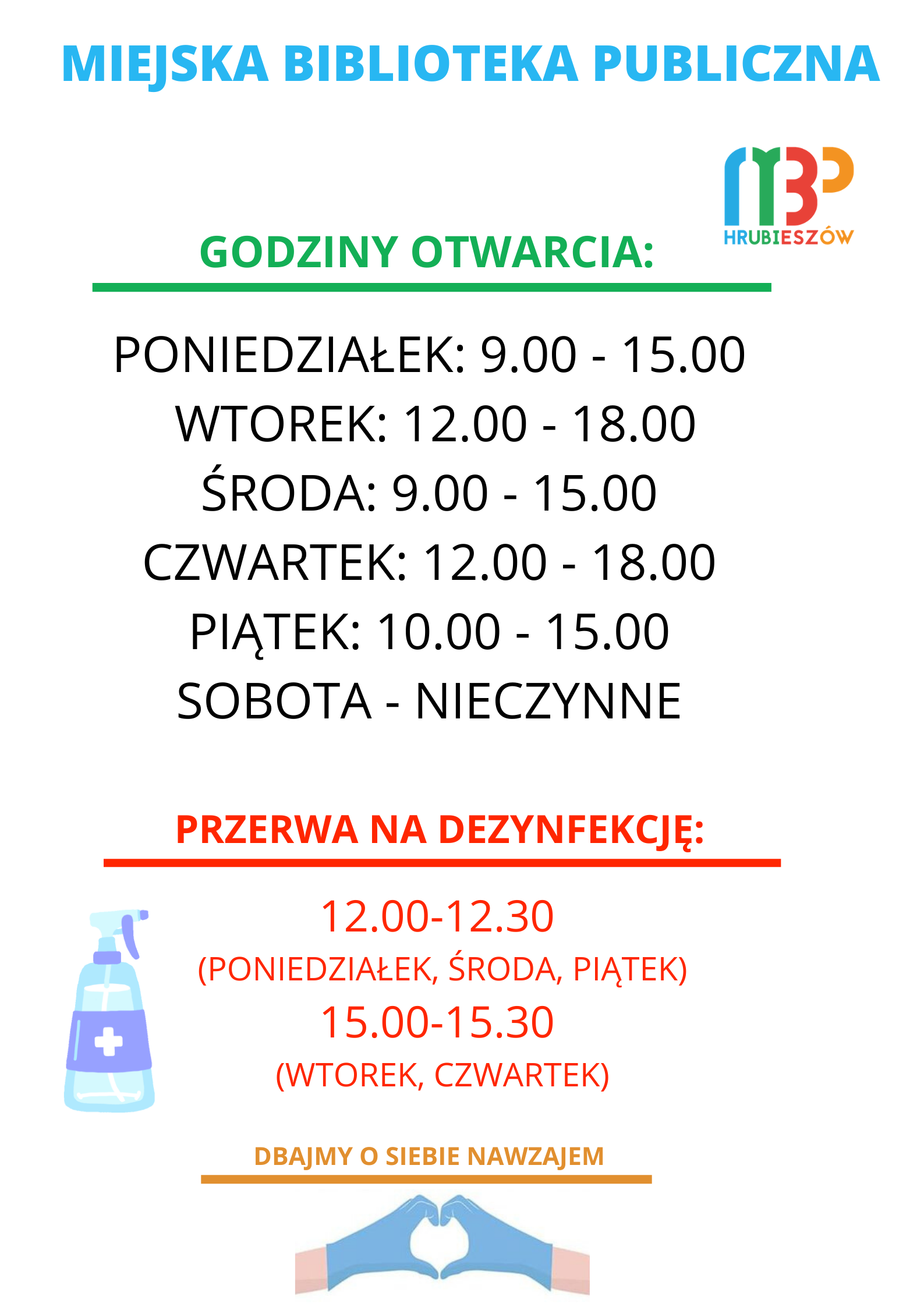 Tymczasowe godziny otwarcia biblioteki