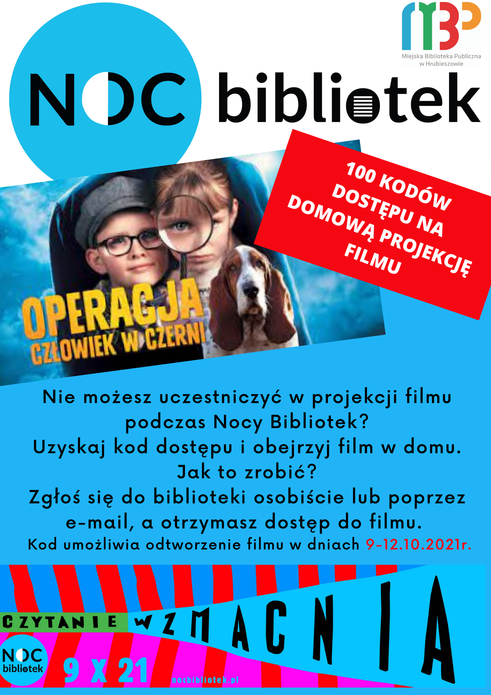 Noc Bibliotek „Czytanie wzmacnia” – kody dostępu na prywatny seans filmowy