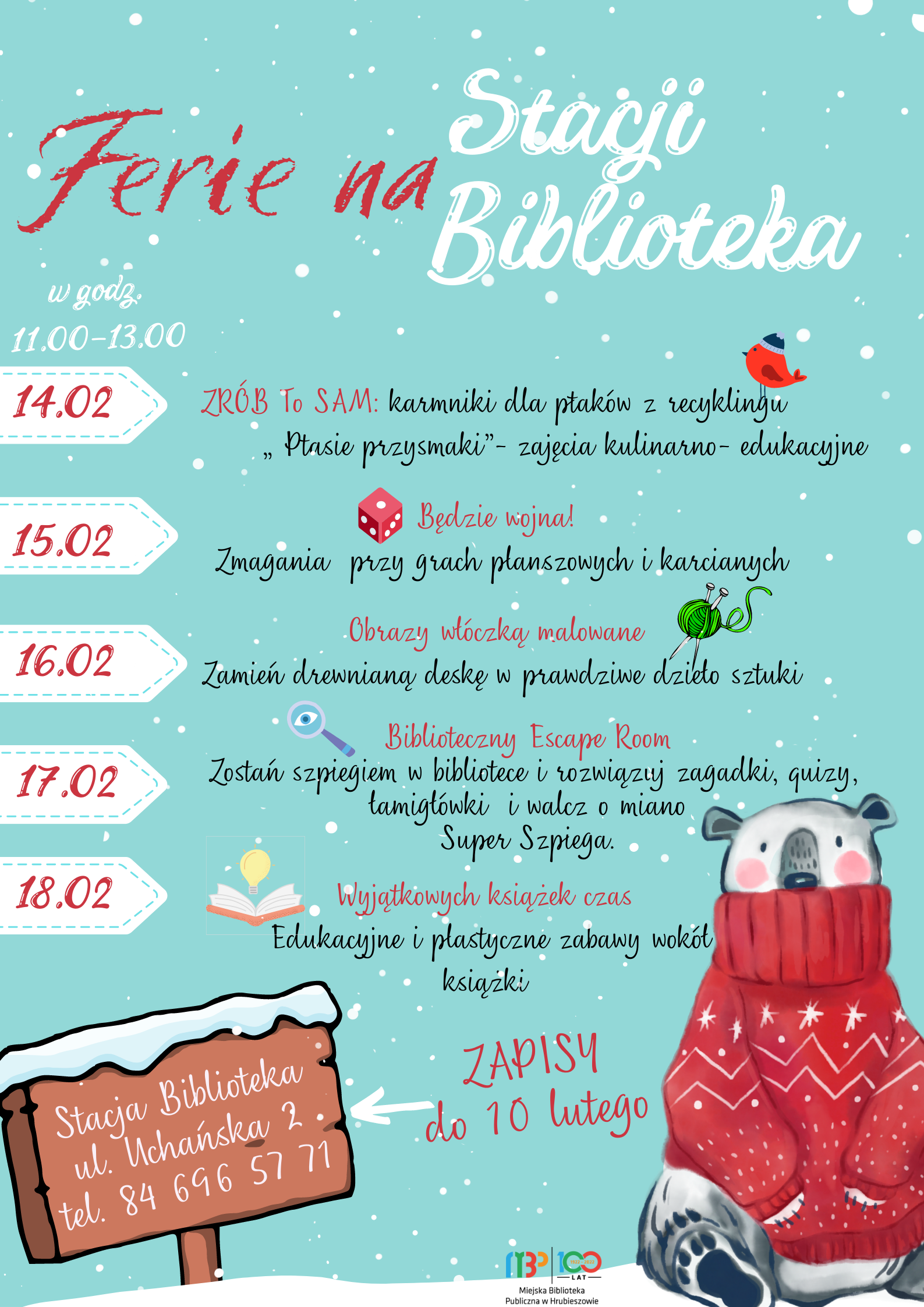 Zapraszamy na ferie z biblioteką