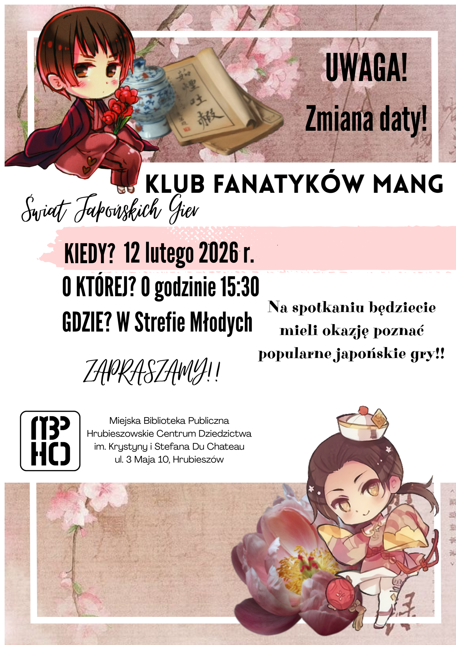 Uwaga! Zmieniła się data spotkania Klubu Fanatyków Mang!