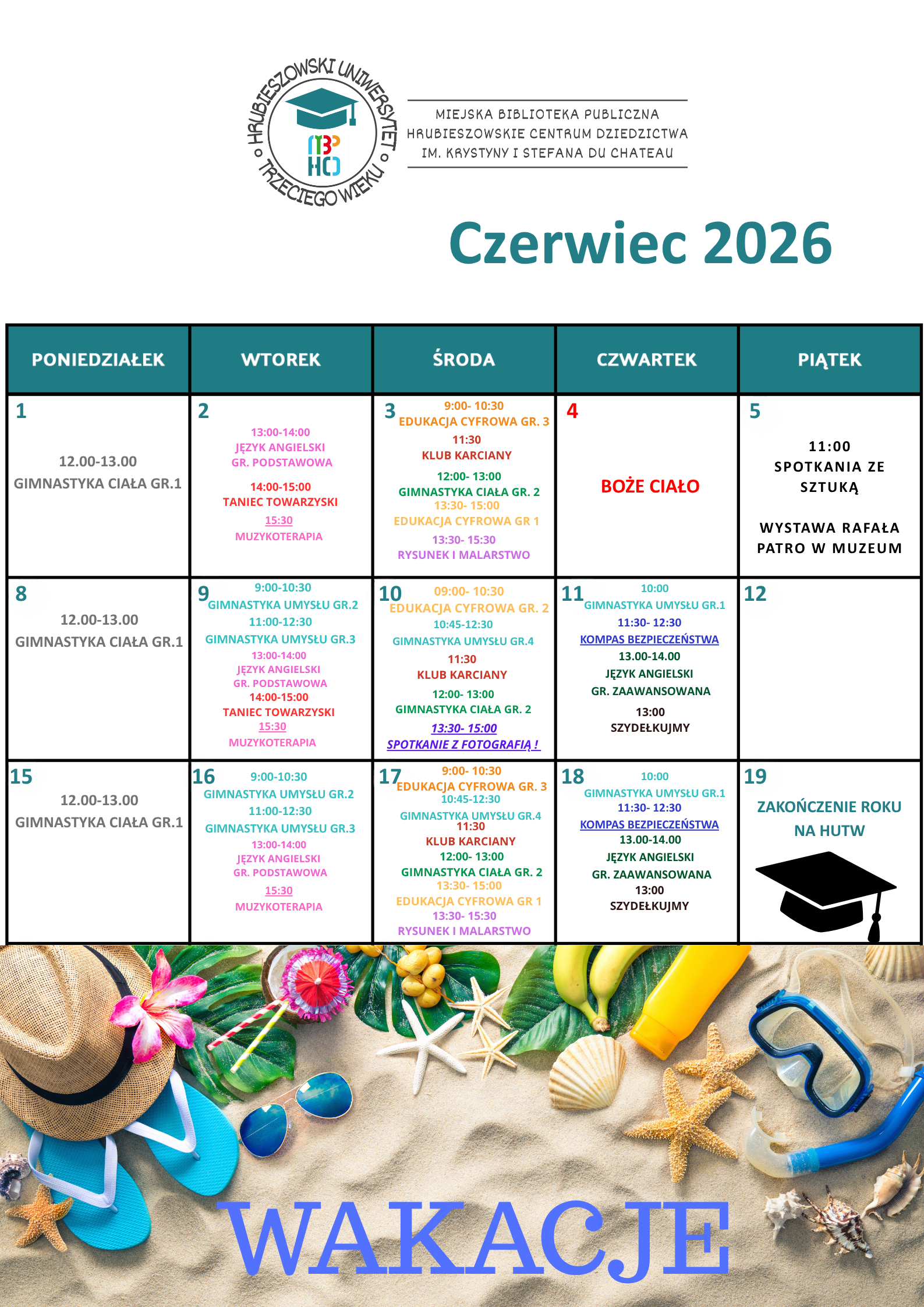 Plan zajęć HUTW CZERWIEC 2026