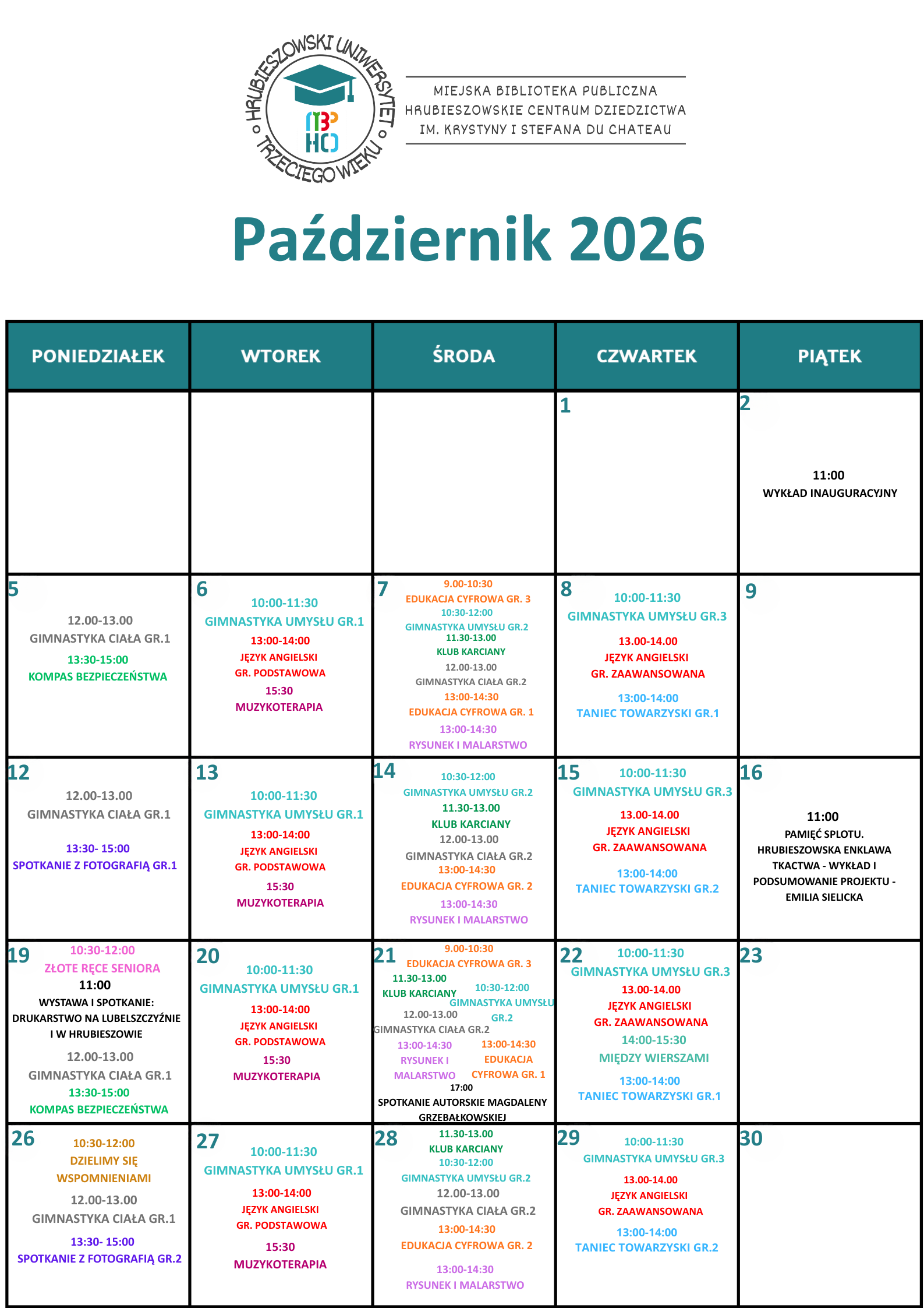 Plan zajęć HUTW
